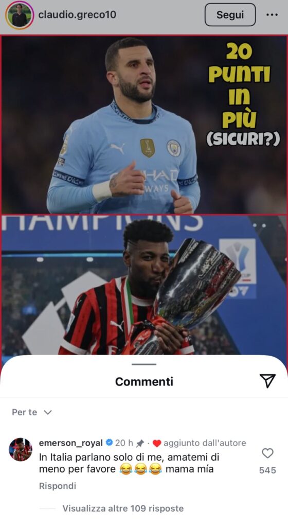 Emerson Royal-post-instagram-polemiche-infortunio-Milan