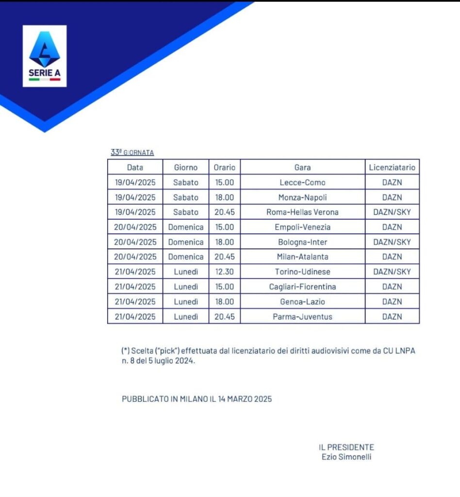 Milan Atalanta calendari polemiche Pasqua