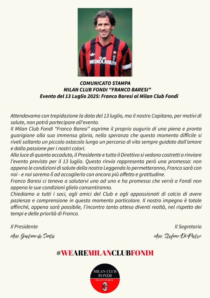 Comunicato Milan Club Fondi