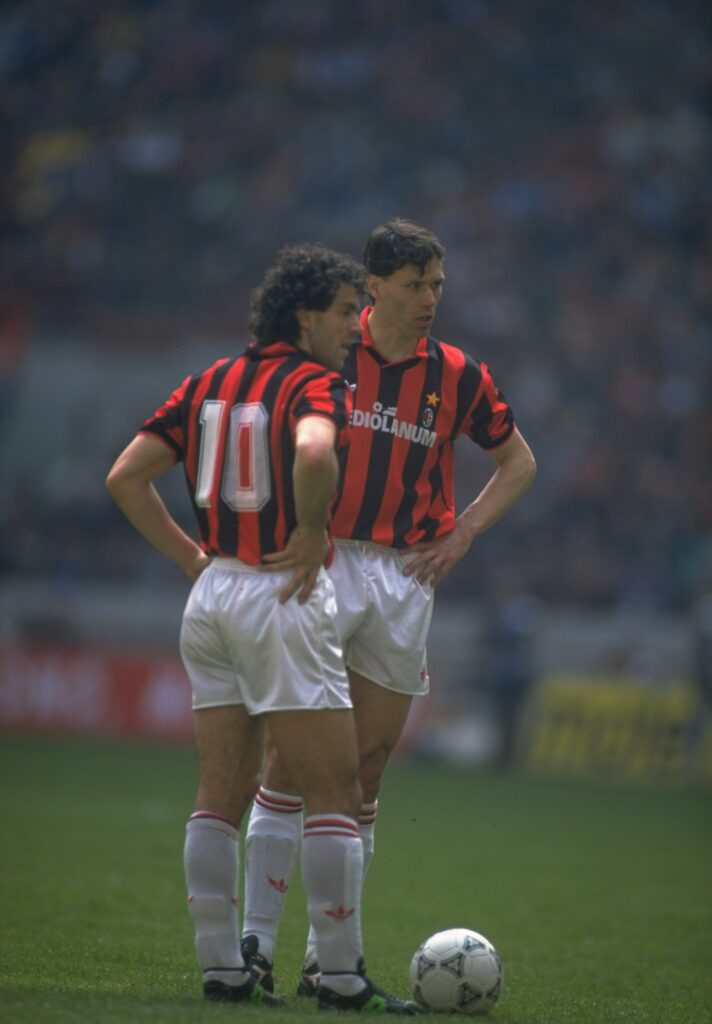Roberto Donadoni and Marco Van Basten of AC Milan