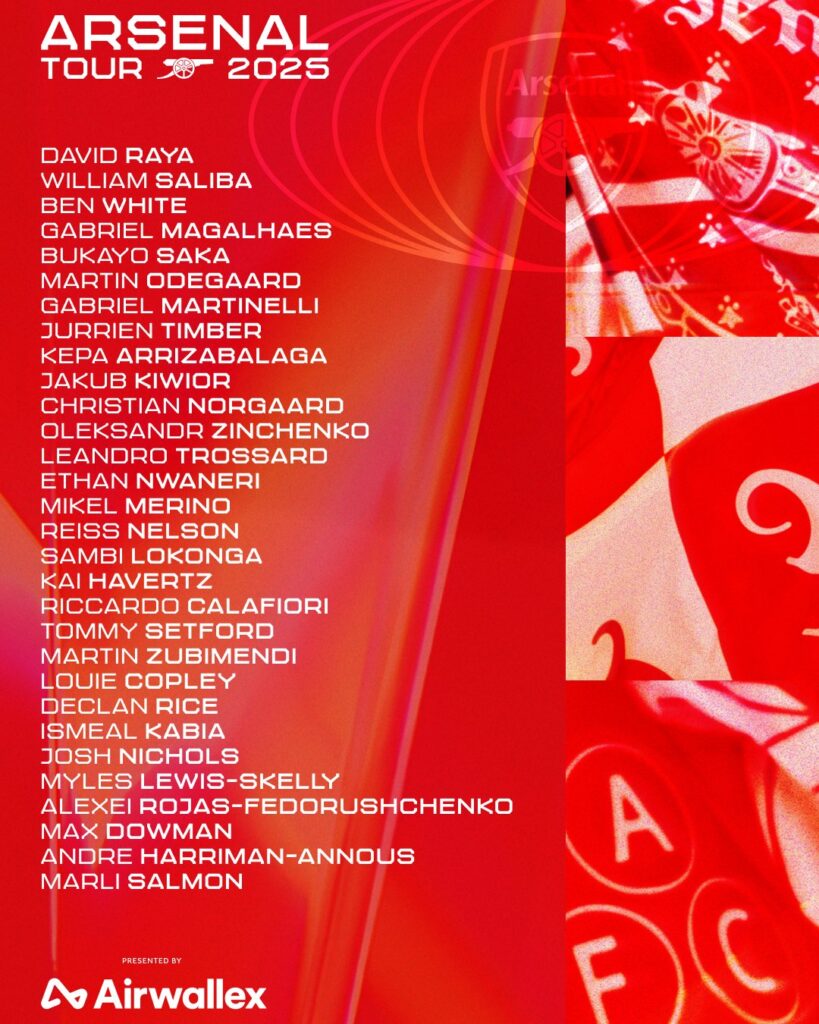 convocati-arsenal-tour-asia-milan-2025-singapore