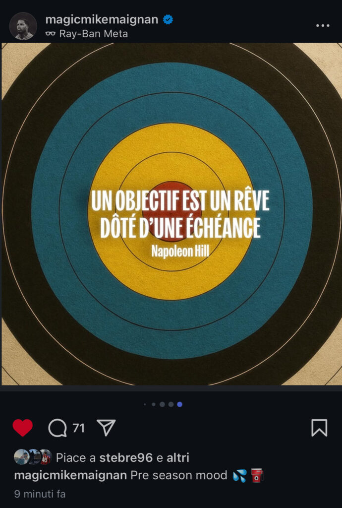 maignan-pre-season-mood-citazione-napoleon-hill-instagram-successo