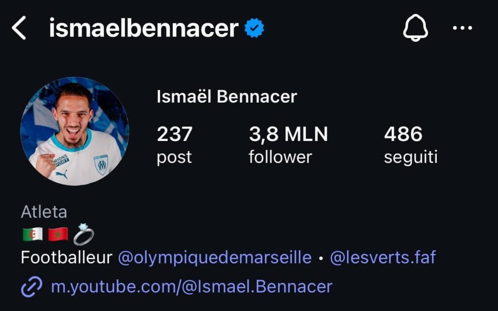 Bennacer Instagram con OM