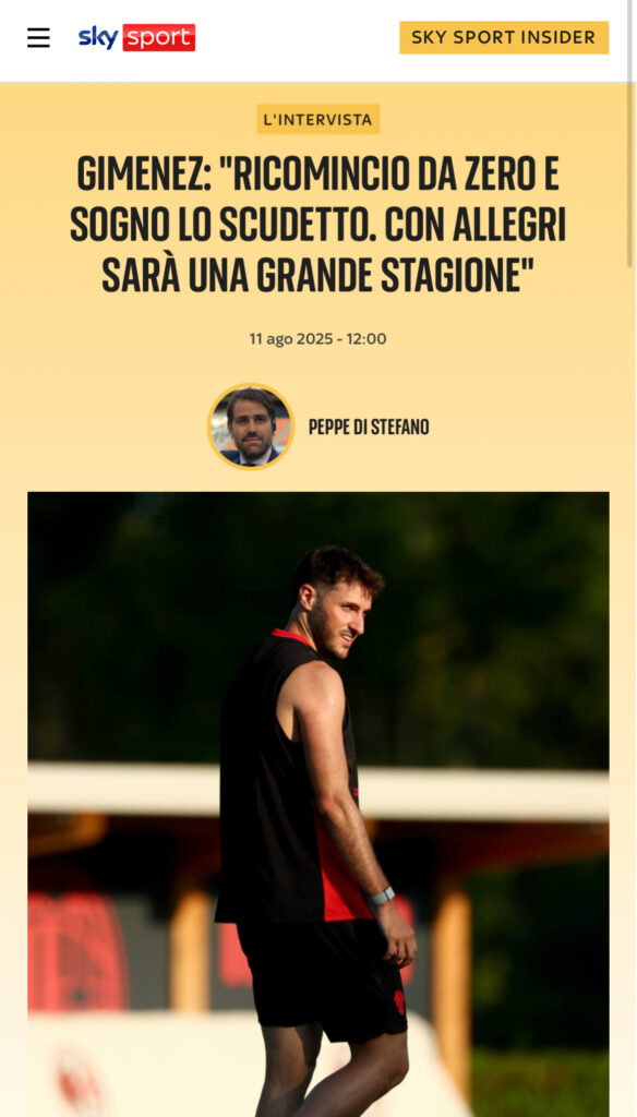 santiago-gimenez-intervista-milan-scudetto-allegri-numero-sky-sport