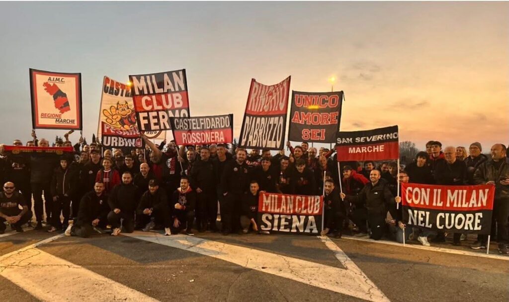 Tanti km tutti rossoneri: Tardini e ritorno per i Milan Club di Marche, Abruzzo e Toscana