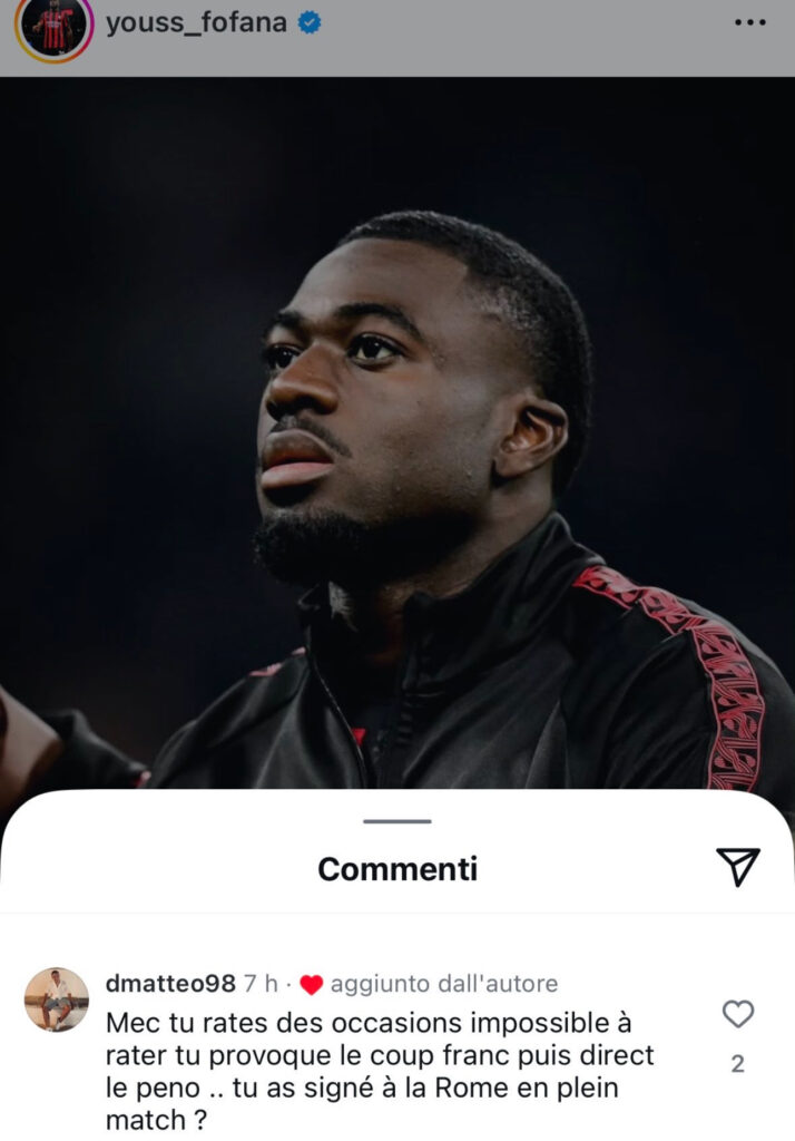 fofana-post-social-like-insulti-commenti-messaggi-odio-post-milan-roma-news-ultima-ora