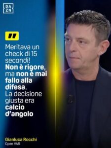 DAZN, Rocchi: "L'unica decisione giusta era calcio d'angolo"